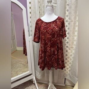 LuLaRoe Burgundy and Orange Floral Mini Dress